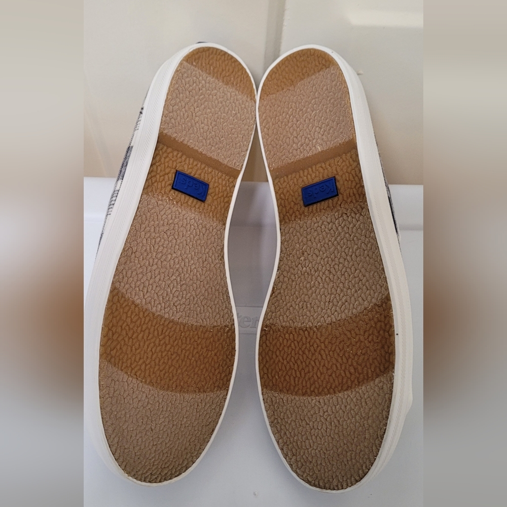 Keds Kickstart Linen Plaid Women Midnight Blue 6M- New with Box - Picture 5 of 7